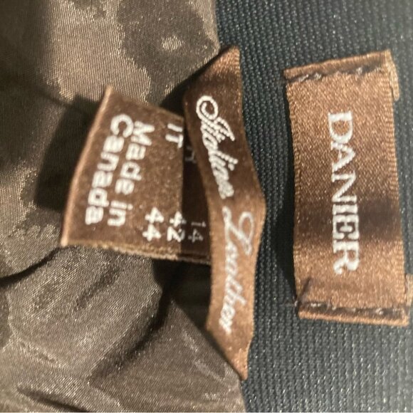 DANIER Sz 10 Italian Leather Fabric Zipper Pockets Hem Tapered  Leg Moto Pants - Picture 8 of 13